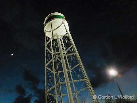 Twilight Water Tower_DSCF01054.jpg - Photographed at Smiths Falls, Ontario, Canada.